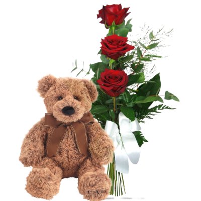 Rosentrio mit Teddybär